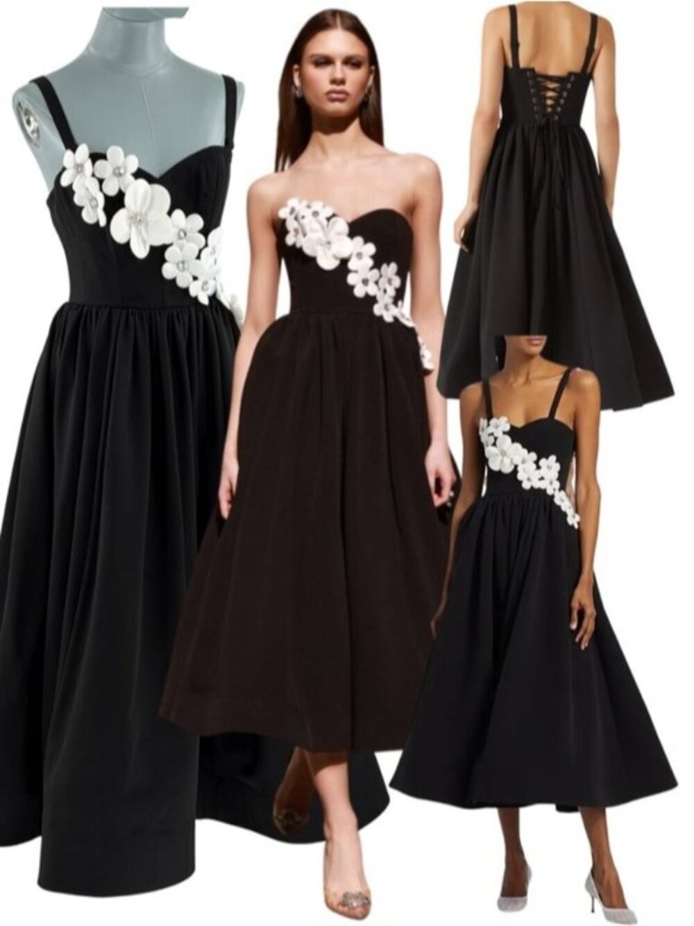 🆕 BRONX & BANCO 🧿 NWOT Inara Floral Midi Dress, Black & White - Sz S US 4